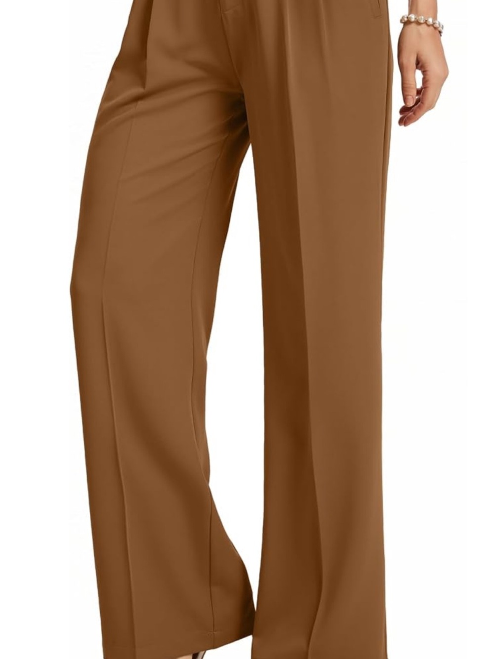 Wide-Leg High-Waist Pants — Brown